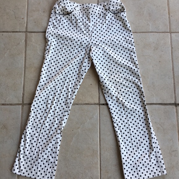 White tailored work pants with black polka dots - Picture 3 of 3